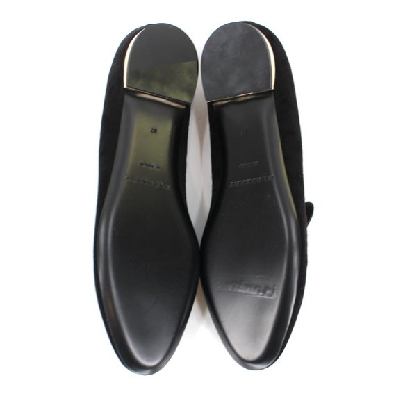 Burberry Black Suede Runway Link Loafer Mormont Gold Eyelets Slip On Flat 37 NEW - Picture 7 of 8